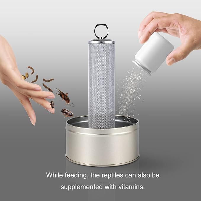 Chameleon Feeding Bowl, Climble Chameleon CageAccseeories Feeder, Fit for Lizard, Gecko, Beared Dragon,Frog, Terrarium and Greenhouse（Silver）