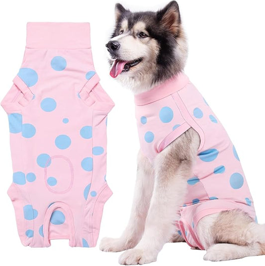 Dog Recovery Suit, Professional Dog Surgery Suit Post Spay, Neuter, Abdominal Surgical Suit for Male Female Dogs Can Pee, Prevent Licking Soft Breathable Cotton Covers Wound (Pink, XXX-Large)