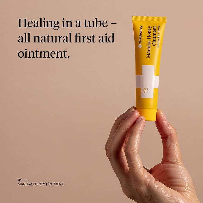 First Honey Wound Healing Ointment [ 1oz - 28.4g ] | 100% Active Leptospermum | Fast Relief & Skin Repair | Manuka Honey from New Zealand | Antibiotic Free Burn Care, Scar Gel, Dressing Aid