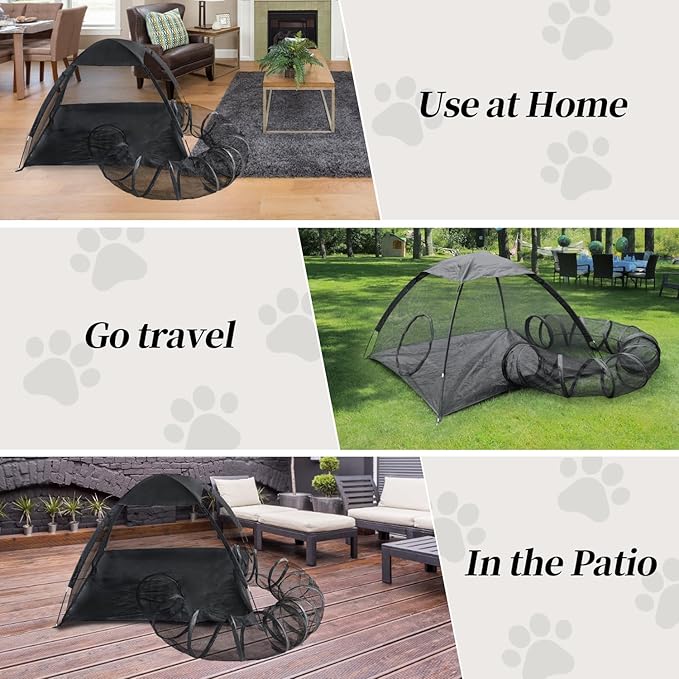 Rest-Eazzzy Outdoor Cat Enclosures, Portable Cat Tent for Outside Cat Enclosure for Indoor Cats, Catio Outdoor Cat Enclosure for Kitty and Small Animals, Outdoor Cat Playpen with Tunnel, Storage Bag