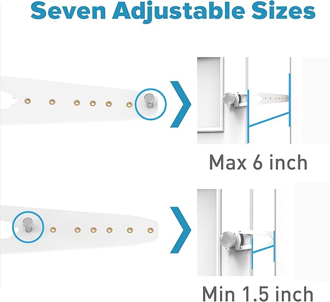 Cat Door Latch with Stabilizer, 7 Sizes Adjustable Cat Door Holder Latch to Keep Dog Out of Litter Box, Economical Alternative of Pet Gates and Interior Cat Door, White, 4 Packs