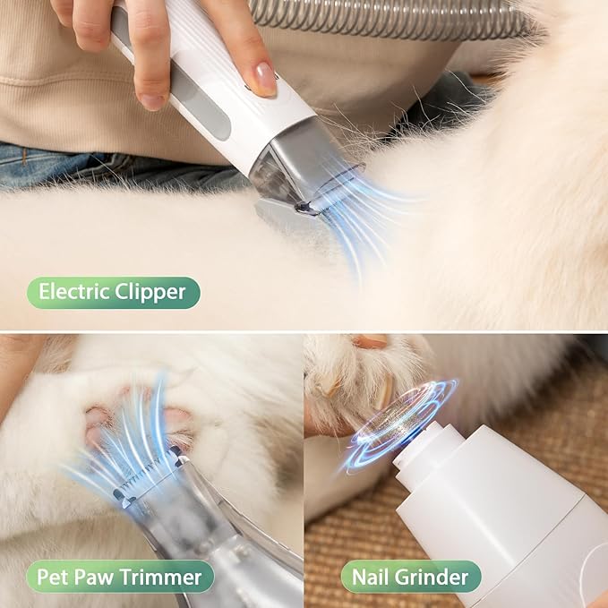 Afloia Dog Grooming Kit, Pet Grooming Vacuum & Dog Clippers, Nail Grinder Trimmer & Dog Brush for Shedding with Vacuum Grooming Tools, Low Noise Dog Vacuum Hair Remover Pet Grooming Supplies