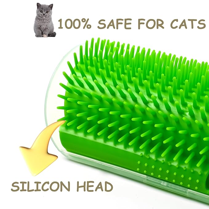 Cat Self Groomer to Reduce Shedding and Provide Soothing Massage with Catnip, Easy to Install Corner Brush for Cats, Perfect Cat Self Grooming Massage Toy Brush for Long and Short Fur Cats