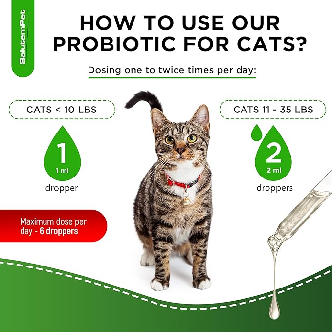 Cat Probiotic | Liquid Cat Probiotics for Indoor Cats | Cat Digestive Support | Probiotics for Cats Supplements | Natural Prebiotic for Cats | Liquid Probiotic for Cats | 2 Oz