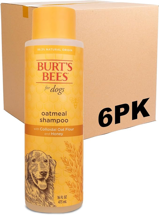 Burt's Bees for Pets Oatmeal Dog Shampoo - With Colloidal Oat Flour & Honey - Moisturizing & Nourishing, Cruelty Free, Formulated without Sulfates and Parabens, Made in USA, 16 Oz - 6 Pack