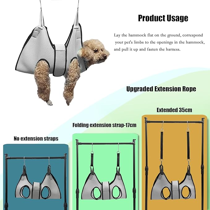 Cat and Dog Grooming Hammock with Safety Belt for Nail Clipping、Grooming.Cat bathing bag for cat nail trimming ，Pet Claw Care bag, Dog Grooming Harness（XS,Be Sure To Check The Size Chart）