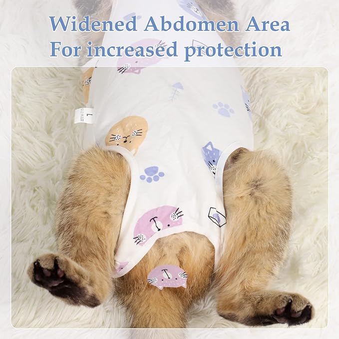 ANWA 2 PACK Cat Recovery Suit - Breathable Cat Surgery Recovery Suit Female, Cat Onesie for Cats After Surgery, Cat Spay Recovery Suit Female Abdominal Wounds