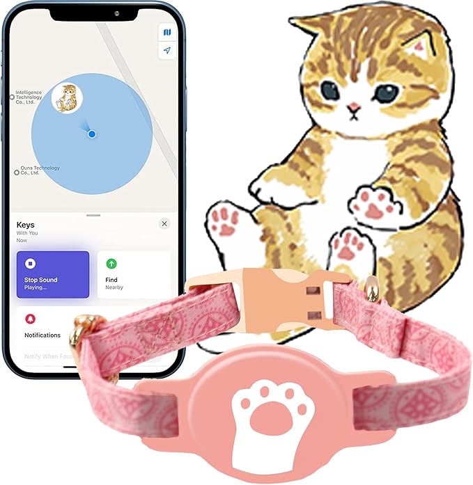 Cat Locator Pet GPS Tracker Collar - Fi Finder & Activity Monitor with Perimeter Control Adjustable Collar, IP69 Waterproof Tracking Device,Real-Time Tracking, No Monthly Fees (Only iOS)