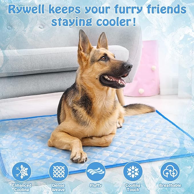 Self-Cooling Mat for Dogs Medium, 30'' x 20''- Endothermic Color Changing Arc-Chill Cooling Fiber - Washable Non-Toxic Summer Pet Outdoor Bed, Non-Slip, Foldable, Quick-Dry Dog Blanket