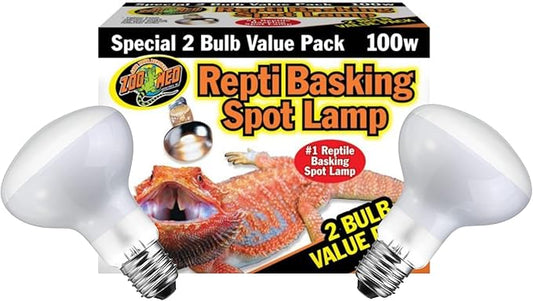 DBDPet 's Bundle with Zoomed Repti Basking Spot 100w Reptile Heat Lamp [Value 2 Pack] & Includes Attached Pro-Tip & Safety Guide - Do Not Get Reptile Heat Lights Wet When Hot!