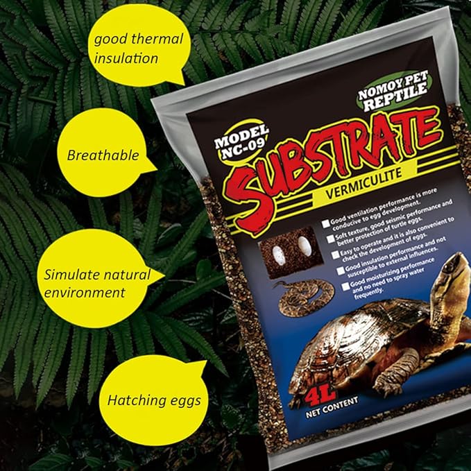 Hamiledyi Reptile Substrate Vermiculite Bedding Snake Hibernant moisturizing Soil Terrarium Bedding for Snake Tortoise Lizard Hatching Eggs(4.2Quart/4L)
