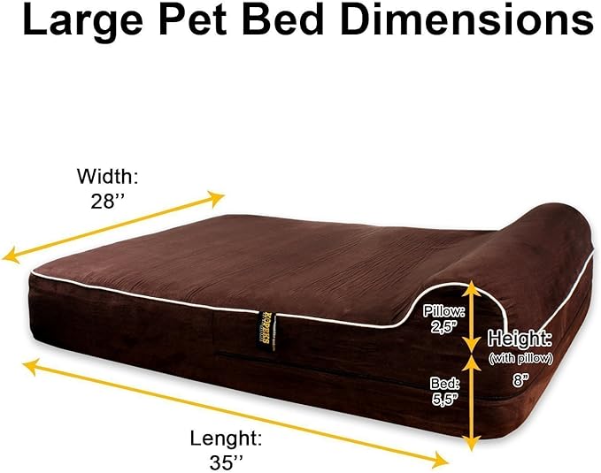 KOPEKS Dog Bed Replacement Cover (ONLY) Memory Foam Beds - Brown - Large