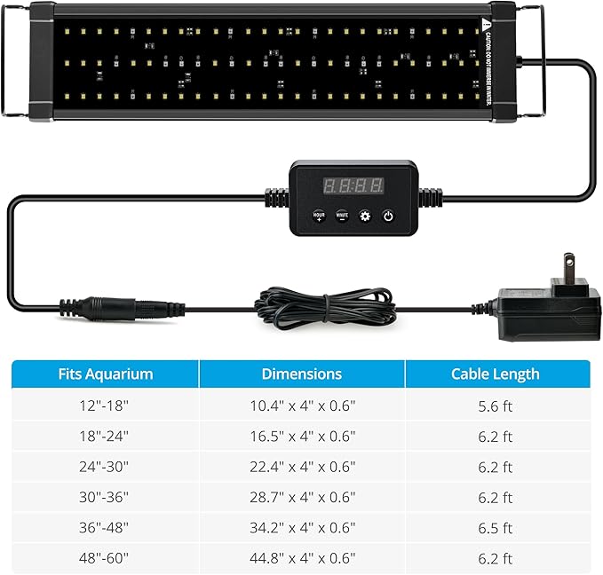 NICREW ClassicLED Plus LED Aquarium Light with Timer, 32 Watts, for 48 to 54 Inch Fish Tank Light, Daylight and Moonlight Cycle, Brightness Adjustable