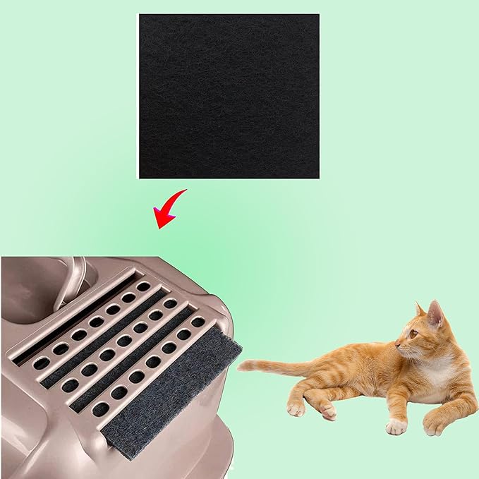 4 Pack Activated Charcoal Filters for Cat Litter Boxes Charcoal Filter Cat Litter Pans Filters Replacment Charcoal Filters Mat