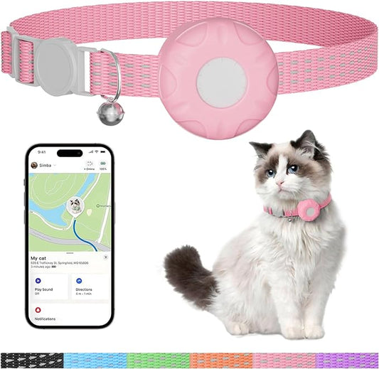 Cat Tracker,Pet Tracker for Cats (Only iOS),Waterproof Tracker Cat Collars with Safety Elastic Buckle,Works with Any Collar,No Monthly Fee,Compatible with Apple Find My App