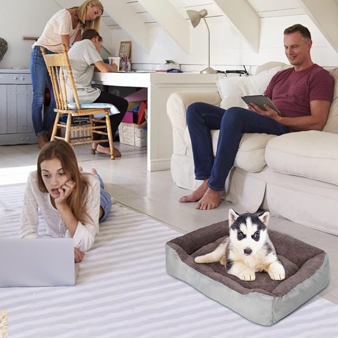 PUPPBUDD Dog Beds for Medium Dogs, Washable Dog Bed Comfortable and Breathable Pet Bed Rectangle Warming Dog Bed for Medium Dogs