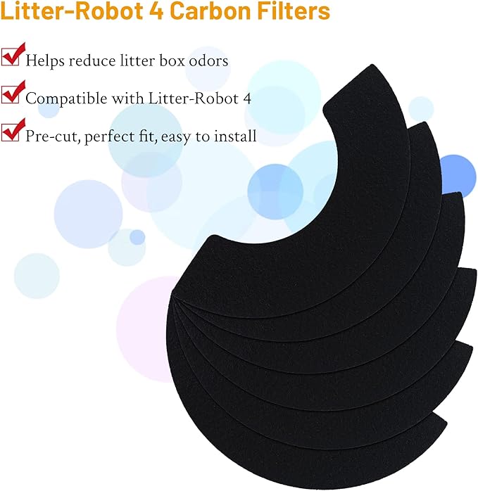 6 Pack Carbon Filters Replacement Filters Compatible with Litter-Robot 4 to Absorb Odors Control Damp from Pets