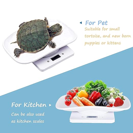 Digital Pet Scale,Small Animal Scale with LCD Display,Multifunction Kitchen Food Scale,Grams Weight Max 22 lbs for Hamster Tortoise Lizard Little Bird, White, (B434F704M1466JLEETB)