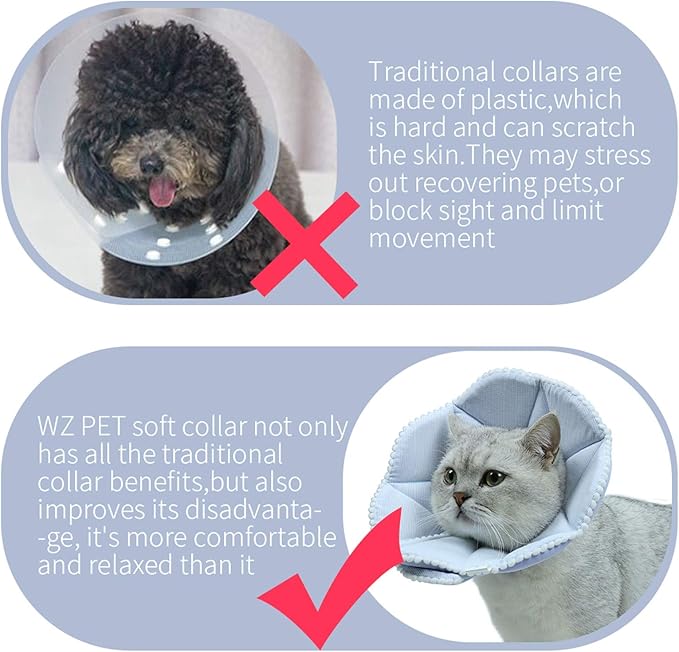 Soft Cat Recovery Collar,Adjustable Dog Cat Cone,Dog Protective Cone Collar after Surgery,for Cats and Puppy,Small,Blue