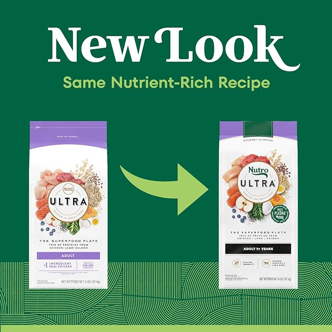 Nutro Ultra Adult Dry Dog Food with a Trio of Proteins from Chicken, Lamb and Salmon, 4 lb. Bag