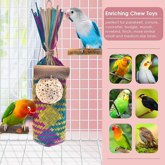 KATUMO Bird Toys Parrot Chew Toys Bird Cage Accessories for Small to Large Parrots Parakeets Conures Cockatiels Lovebirds African Greys Cockatoos Amazon Parrots