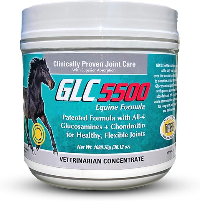 GLC 5500 Equine Formula - Glucosamine Chondroitin Joint Supplement for Horses - with All Four Types of Glucosamine for Healthy, Flexible Joints - 100% Pure Powder Concentrate - 38.12oz, 90 Day Supply