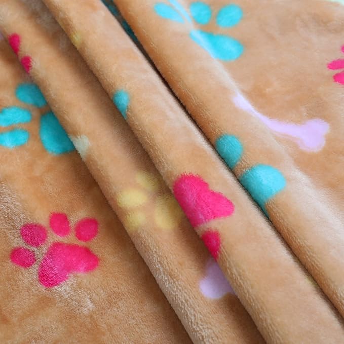 Luciphia 1 Pack 2 Pet Blankets for Dogs Cats, Fleece Print Dog Cat Blankets for Small Medium Large Puppy Kitten, Bone Grey Brown Medium(30x20 inch)