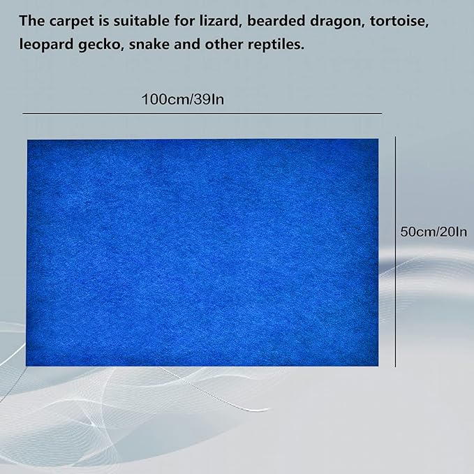 HERCOCCI 2 Pack Reptile Carpet, 39’’ x 20’’ Terrarium Bedding Substrate Liner Reptile Cage Mat Tank Accessories for Bearded Dragon Lizard Tortoise Leopard Gecko Snake (Blue)