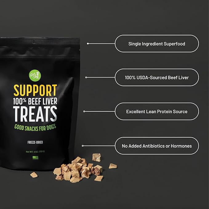 Freeze Dried Superfood 100% Beef Liver Dog Treats, 16 Ounce Bag, Single Ingredient Organ Meat, High Protein, Vision, Skin & Coat Health, Muscle Repair, Grain Free, Gluten Free, Made in USA