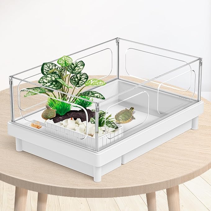 Reptile Artificial Plants, Terrarium Plants Decorations Supplies, Aquarium Fish Tank Plant, Amphibian Habitat Hideout Tank Accessories(M Set-4pcs/B)