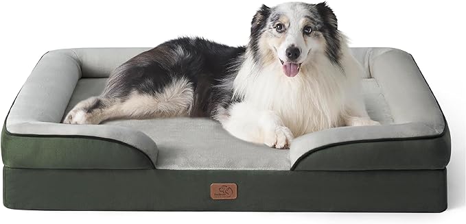 Bedsure Orthopedic Dog Bed for Extra Large Dogs - XL Washable Dog Sofa Bed Large, Supportive Foam Pet Couch Bed with Removable Washable Cover, Waterproof Lining and Nonskid Bottom, Dark Green, 42"