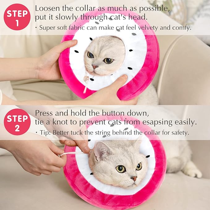 ANWA Adjustable Cat Cone Collar Soft, Cute Cat Recovery Collar, Cat Cones After Surgery for Kittens