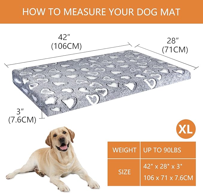 VANKEAN Dog Crate Mat Reversible Cool and Warm, Stylish Dog Bed for Crate with Waterproof Inner Linings and Removable Machine Washable Cover, Firm Support Dog Pad for Small to XX-Large Dogs, Grey