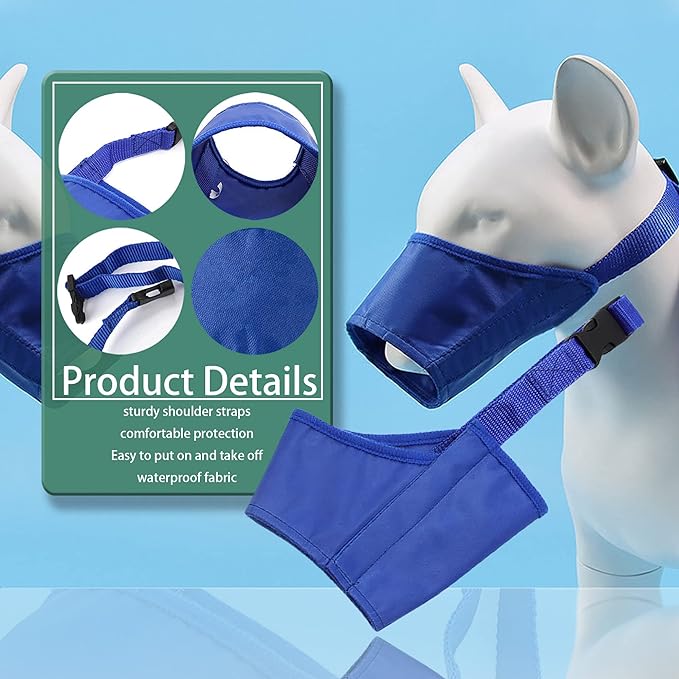 Parts Express Dog Muzzle, Soft Anti-Biting Barking Chewing Muzzle, Breathable Waterproof Adjustable Muzzle for Small Medium Dogs,Blue (XS)