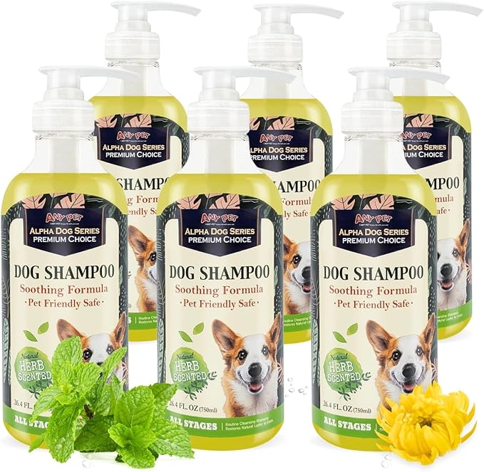 Alpha Dog Series - Grooming Natural Herbal Dog Shampoo, pH Balanced Shampoo for Dogs, Moisturizing Soothing Dog Shampoo for Sensitive Skin - 26.4 fl. oz. (Pack of 6)