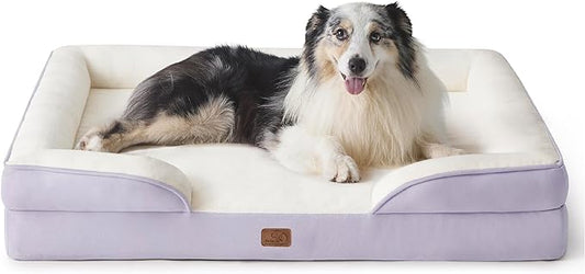 Bedsure Orthopedic Dog Bed for Extra Large Dogs - XL Washable Dog Sofa Beds Large, Supportive Foam Pet Couch Bed with Removable Washable Cover, Waterproof Lining and Nonskid Bottom, Lavender, 42"