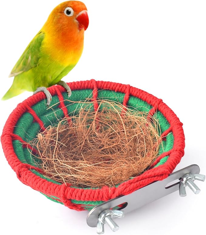 KATUMO Bird Nest, Cockatiel Breeding Nest Parakeet Bed with Natural Coconut Fiber Bedding for Budgie, Parakeet, Cockatiel, Conure, Lovebird, Canary, Finch, Small Birds