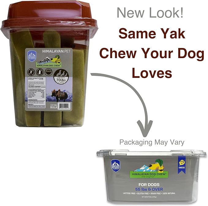 Chewmeter Yaky Himalayan Yak Cheese Dog Chews, Dog Bones for Aggressive Chewers, Healthy Dog Treats, Long Lasting Dog Chew, Natural, Rawhide Alternative, Grain Free, Dogs 55 lbs & Over, 3 lb Bulk Tub