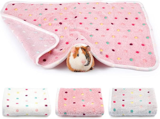 BWOGUE Guinea Pig Blanket, 3 Pack Small Animal Soft Warm Pet Fleece Blankets Sleep Mat Pad Cover Flannel Throw for Hamster Guinea Pig Rabbit Dog Cat Chinchilla Hedgehog