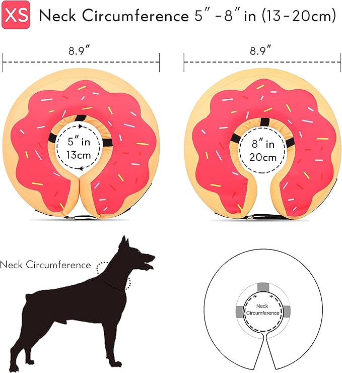 MIDOG Dog Cone Collar, Inflatable Dog Neck Donut Collar Alternative After Surgery, Soft Protective Recovery Cone for Small Medium Large Dogs and Cats Puppies - Alternative E Collar (RedDonut, XS)