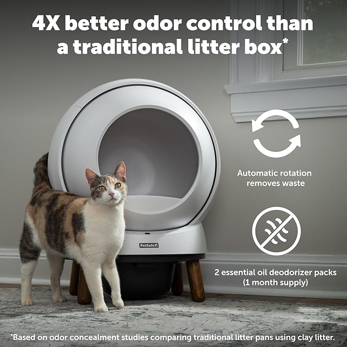 PetSafe ScoopFree SmartSpin Self-Cleaning Cat Litter Box – Advanced Odor Control – App Controlled with Health Monitoring – Works with Any Litter – Up to 2 Weeks of Hands-Free Cleaning