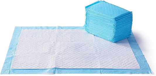 Amazon Basics Dog and Puppy Pee Pads with 5-Layer Leak-Proof Design and Quick-Dry Surface for Potty Training, Heavy Duty Absorbency, X-Large, 28 x 34 Inch - Pack of 25, Blue & White