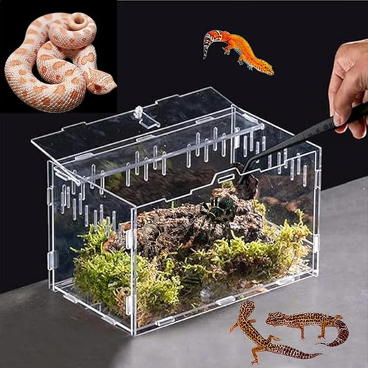 Reptile Terrarium Breeding Tank Acrylic Reptile Breeding Box (spider, tarantula, snake, lizard) Small Animal Viewing Box. 11.81 "x9.7 x7.6 (Type B)