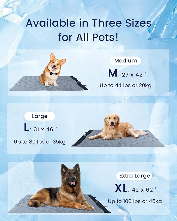 ZonLi Dog Cooling Mat, 48" x 28" Large, Cooling Pad Waterproof, Pet Cool Mats for Dogs and Cats use in Crate, Tunk, Camping, Outdoors, Portable, Machine Washable, Durable, without Gel, Ocean Blue