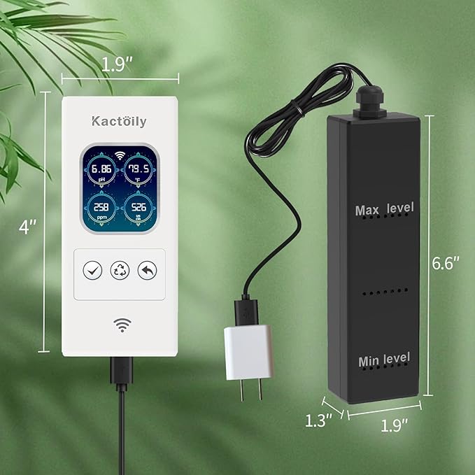 Newest Smart Fish Tank Water Monitor 4-in-1 pH/TDS/EC/Temp 24h Online APP Monitoring for Freshwater Aquarium (WiFi Version)