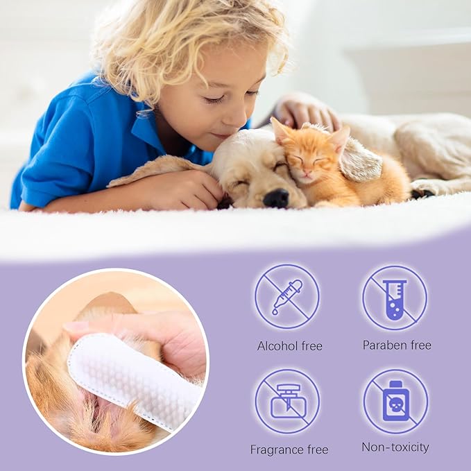 50 Counts Pet Dog Ear Wipes, Soft & Easy Otic Cleaning Pads, Ear Cleaner Finger Wipes for Cats and Dogs, Pet Supplies for Regular Soothing Odor Control Reduce Dirt Wax Earwax Buildup