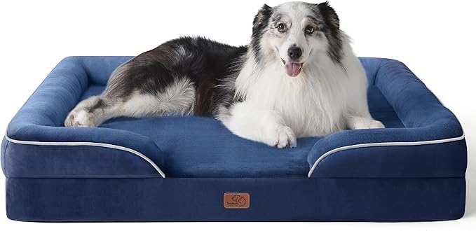 Bedsure Orthopedic Dog Bed for Extra Large Dogs - XL Washable Dog Sofa Beds Large, Supportive Foam Pet Couch Bed with Removable Washable Cover, Waterproof Lining and Nonskid Bottom, Navy Blue