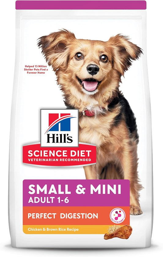 Hill's Science Diet Perfect Digestion, Adult 1-6, Small & Mini Breeds Digestive Support, Dry Dog Food, Chicken & Brown Rice, 12 lb Bag