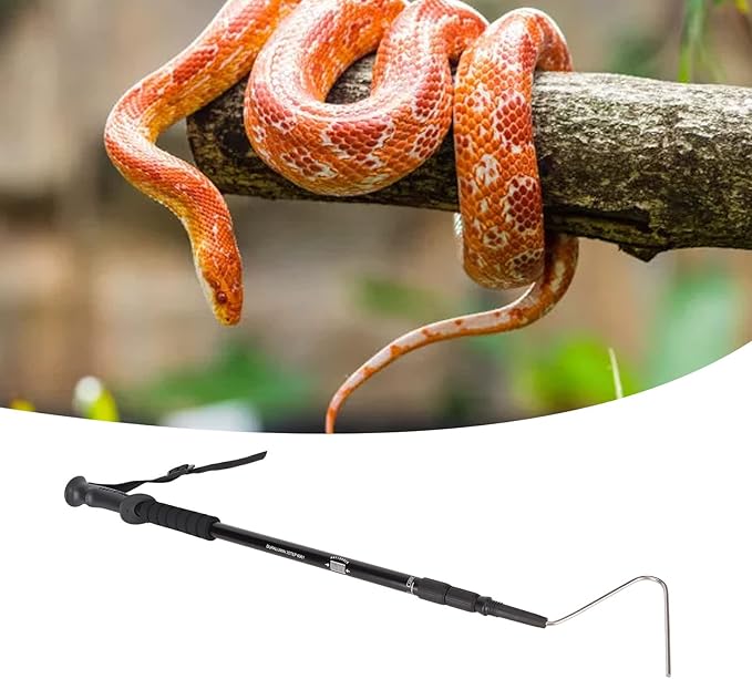 AYNEFY Retractable Snake Hook, Stainless Steel Extensible Snake Catcher Capture Hook Adjustable Reinforced Lightweight Reptile Grabber Snake Catcher with Handle Professional Reptile