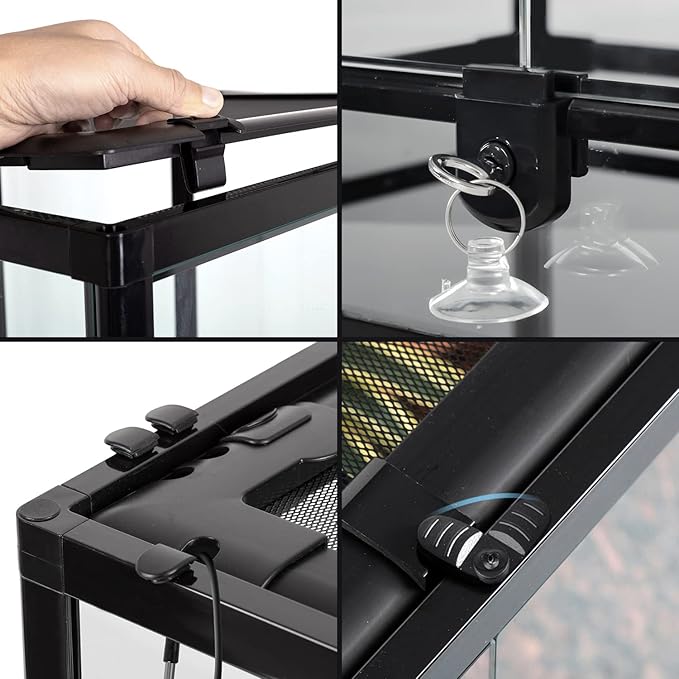 REPTI ZOO Large Reptile Paludarium Tank, Vertical Reptile Terrarium Wide & Tall Amphibian Tank with Top Screen Ventilation (36" W X 18" D X 36" H (Paludarium))